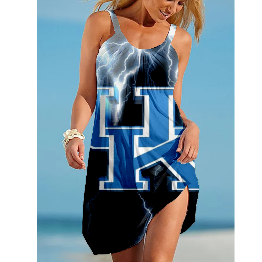 NCAAF Women's Kentucky Wildcats Team Fan Print Beach Vacation Style Camisole Mini Camisole Casual Dress