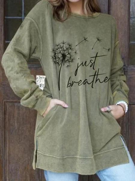 Women's Just Breathe Dandelion Print Sweatshirt