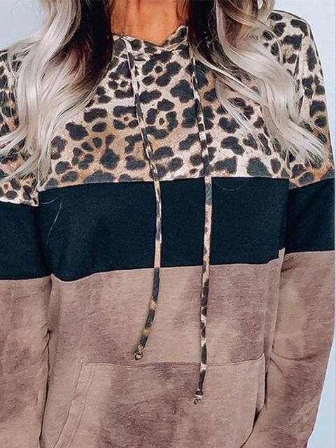 Leopard Print Drawstring Hoodie