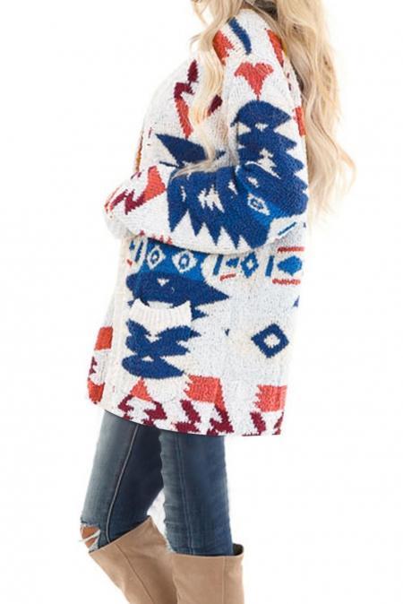 Women's Cardigans Moraga Pocketed Aztec Cardigan