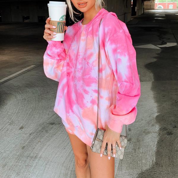 Women's Tie Dye Vintage basic long sleeve sweatshirt