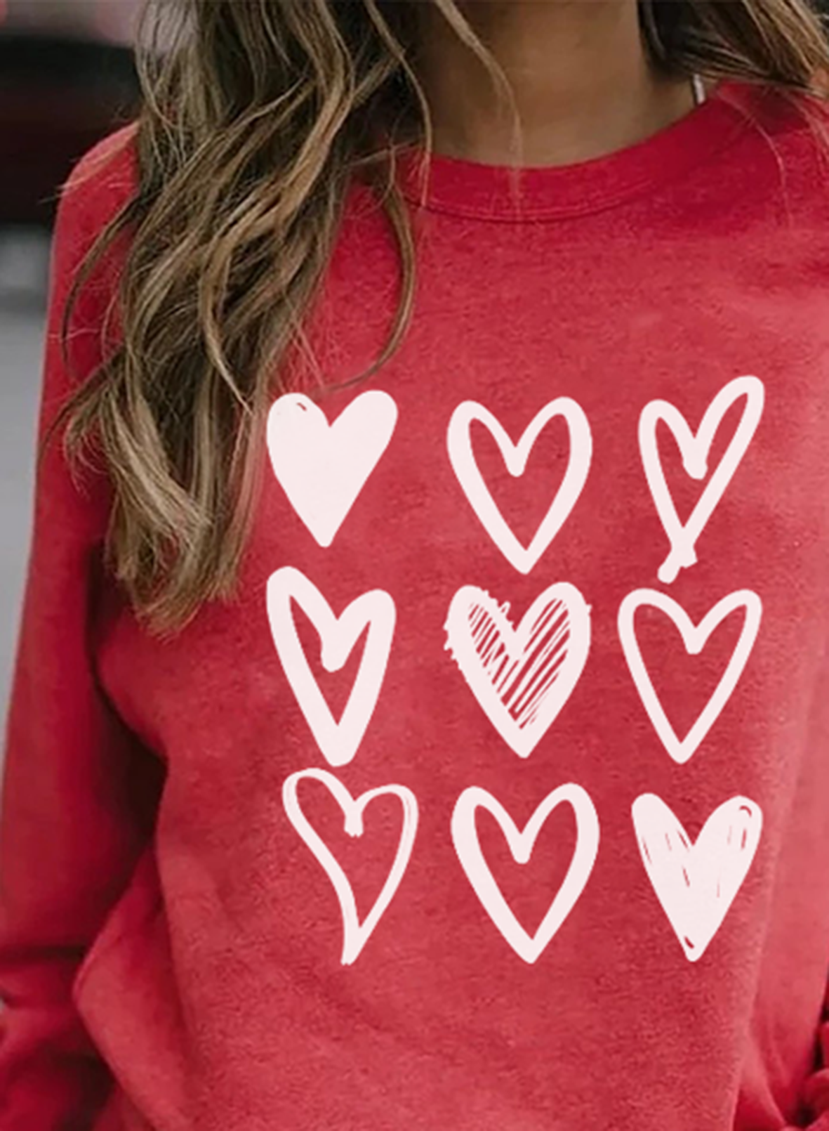 Women's Heart Sweatshirt Color Block Round Neck Long Sleeve Daily Casual Pullovers