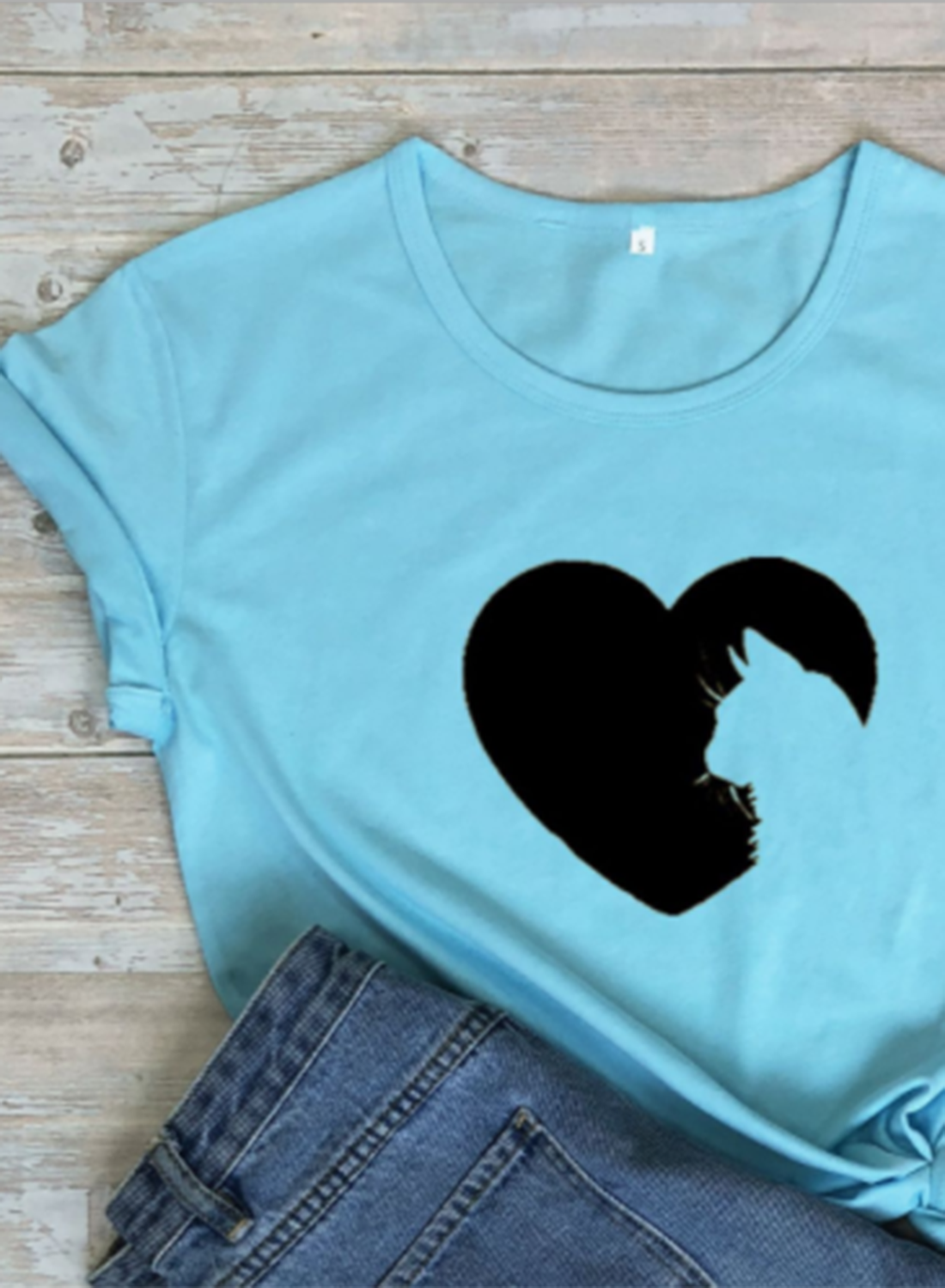 Women's T-shirts Heart-shaped Print Short Sleeve Round Neck Daily T-shirt