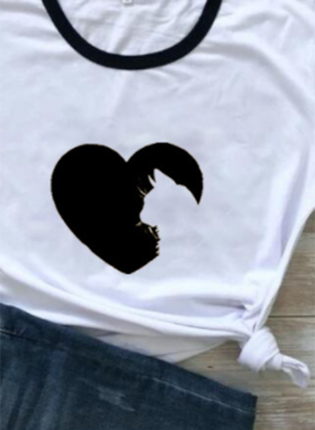 Women's T-shirts Heart-shaped Print Short Sleeve Round Neck Daily T-shirt