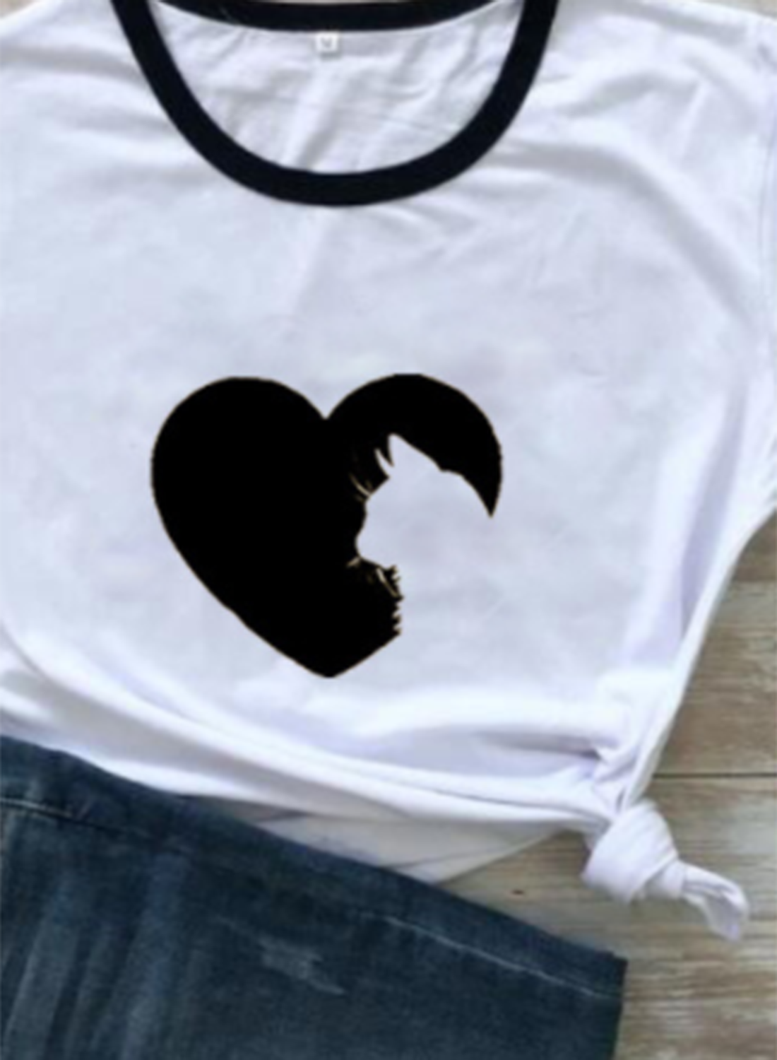 Women's T-shirts Heart-shaped Print Short Sleeve Round Neck Daily T-shirt