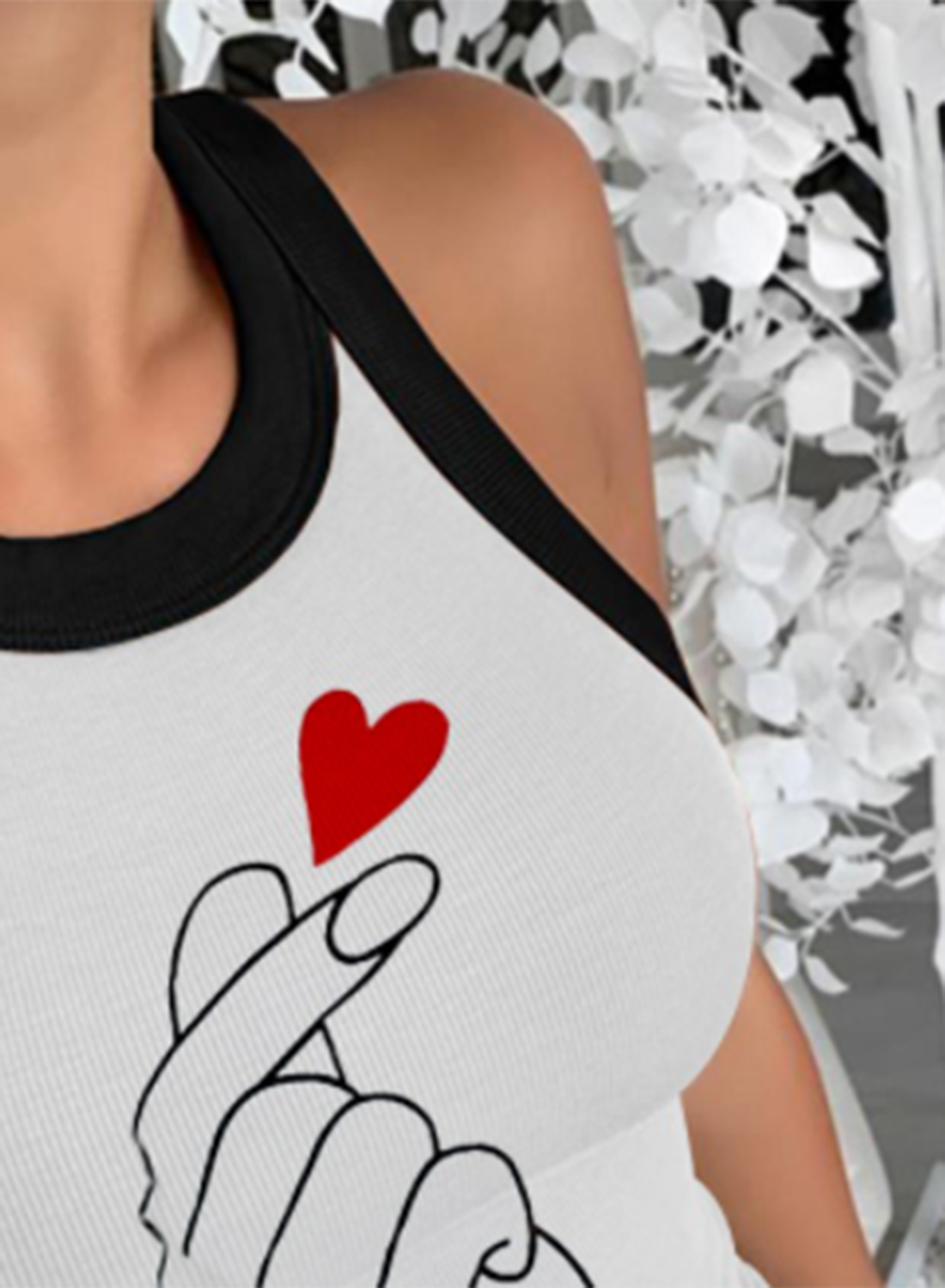 Women's Tank Tops Color Block Heart-shaped Sleeveless Round Neck Casual Tank Top