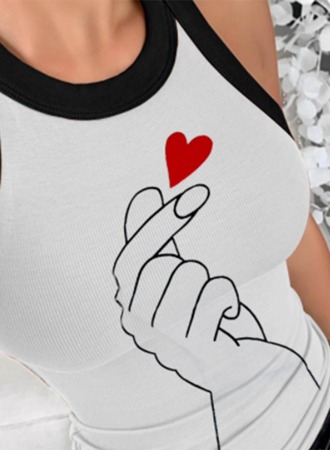 Women's Tank Tops Color Block Heart-shaped Sleeveless Round Neck Casual Tank Top