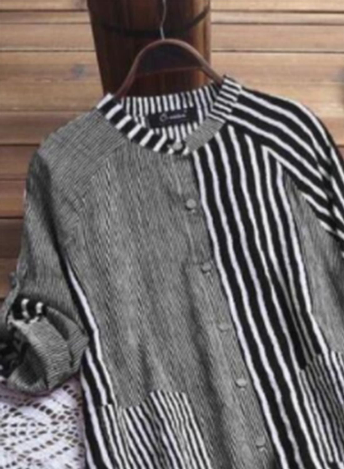 Women's Mini Dresses Striped Long Sleeve Turn Down Collar Fit Flare Mini Dress