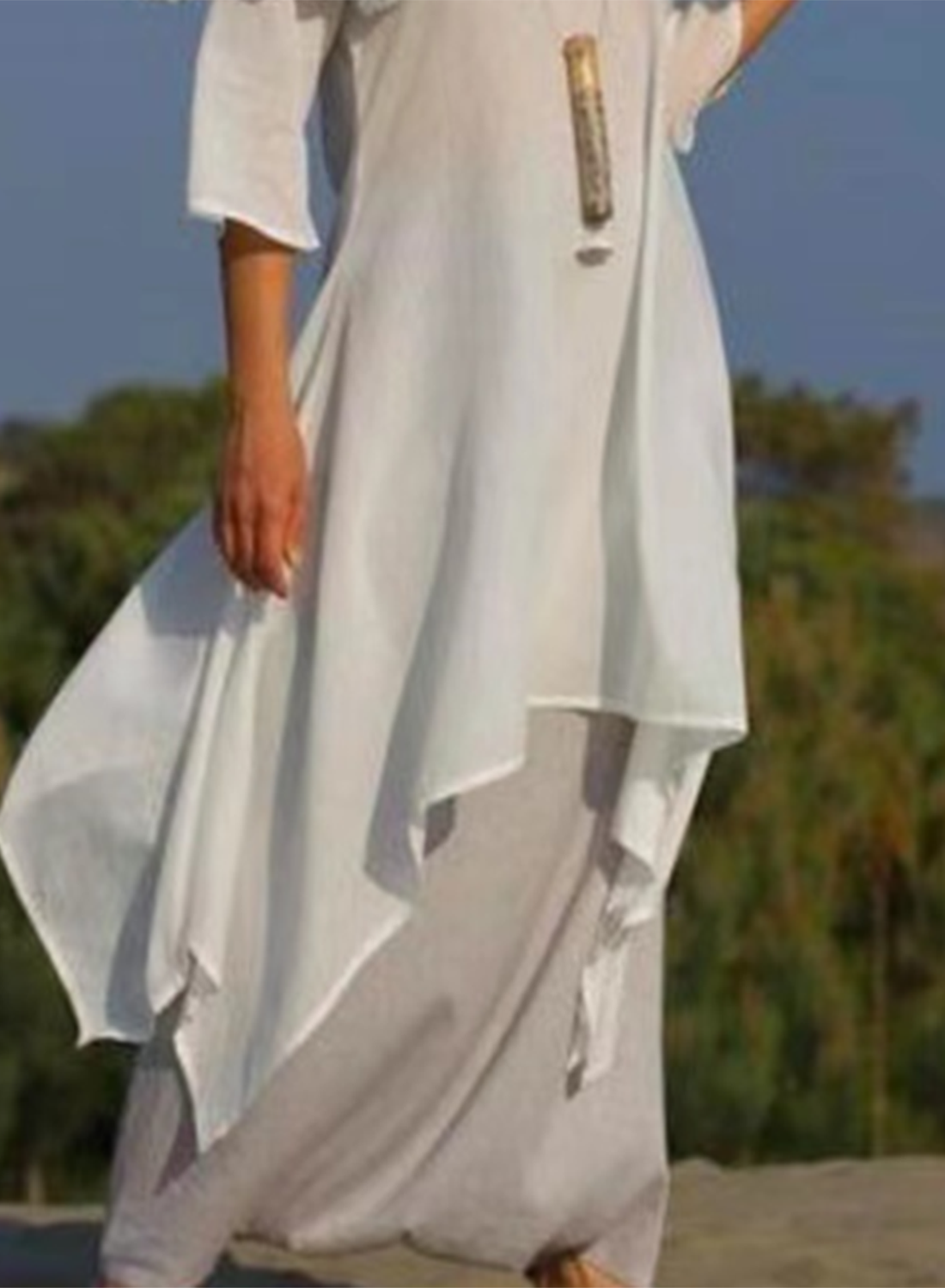 Women's Maxi Dresses Asymmetric A-line Solid 3/4 Sleeve Round Neck Daily Boho Maxi Dress