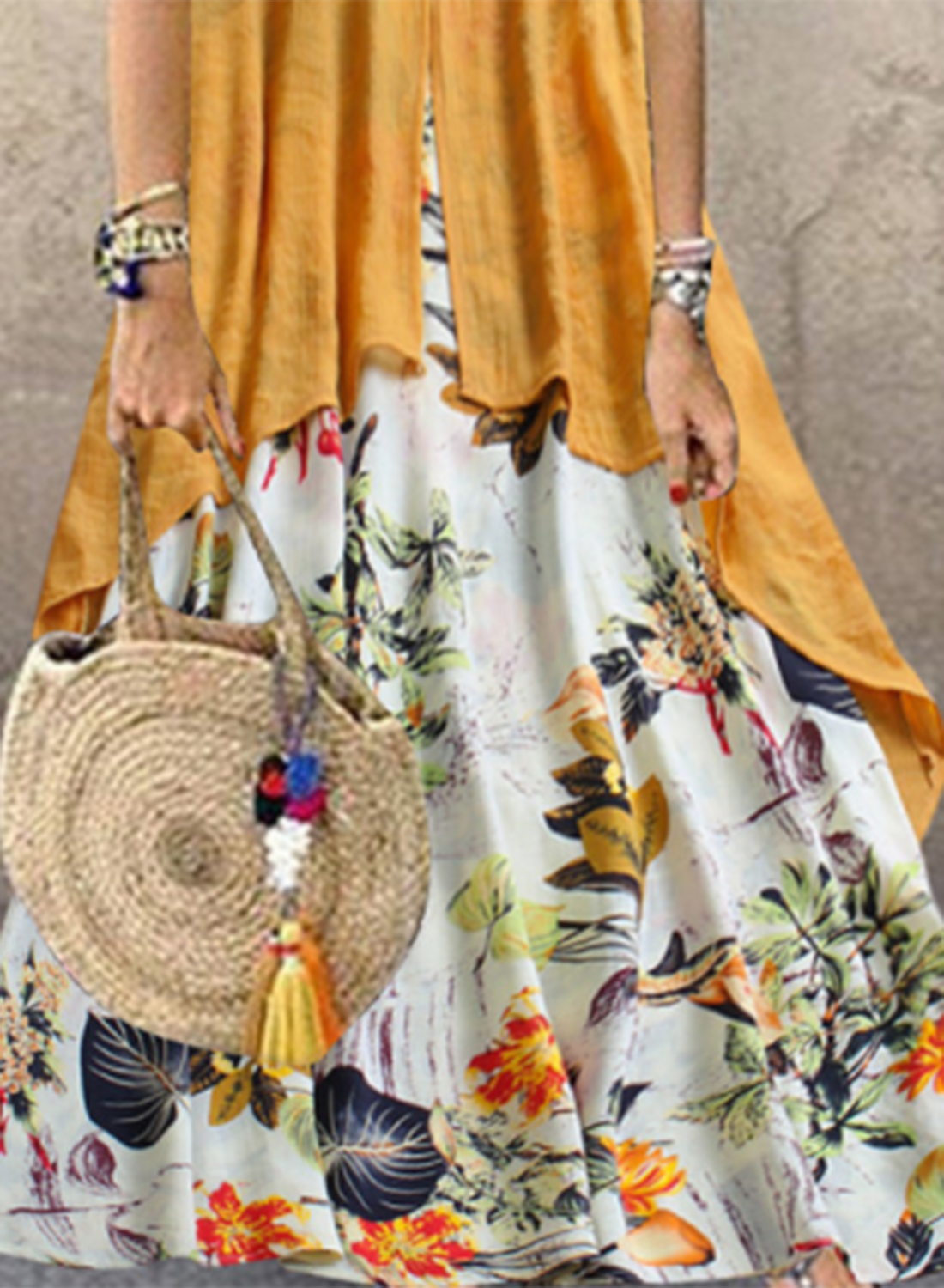 Women's Maxi Dresses A-line Floral Short Sleeve Round Neck Vacation Casual Maxi Dress