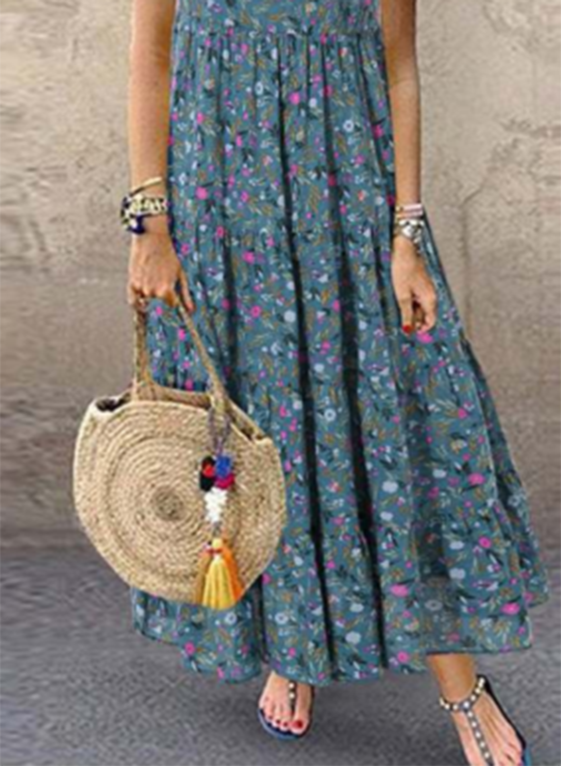 Women's Maxi Dresses A-line Floral Sleeveless Round Neck Daily Casual Maxi Dress