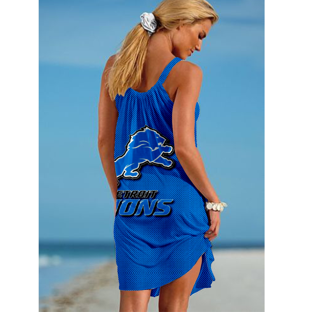 Detroit Lions Boston Loose Holiday Beach Print Dress