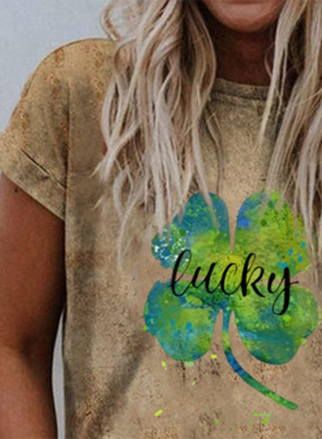 Women's St Patrick's Day T-shirts Lucky Clover Print Short Sleeve Round Neck Daily T-shirt