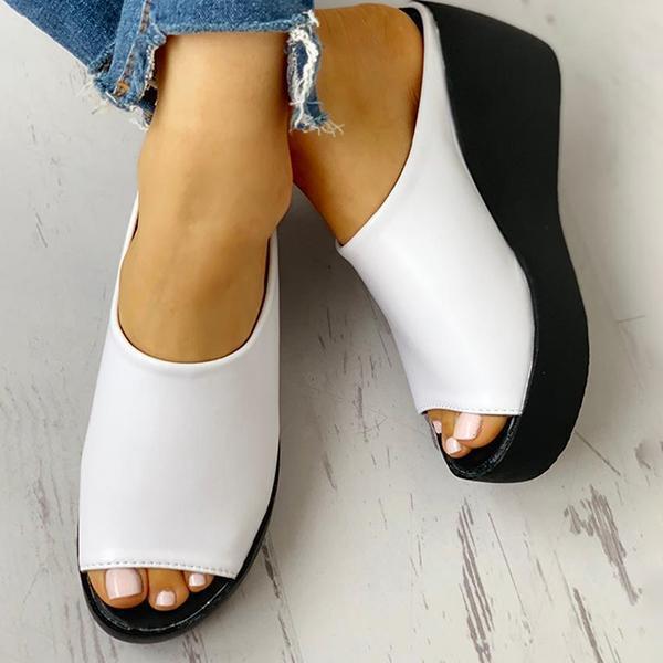 Solespairs Peep Toe Muffin Wedge Slippers