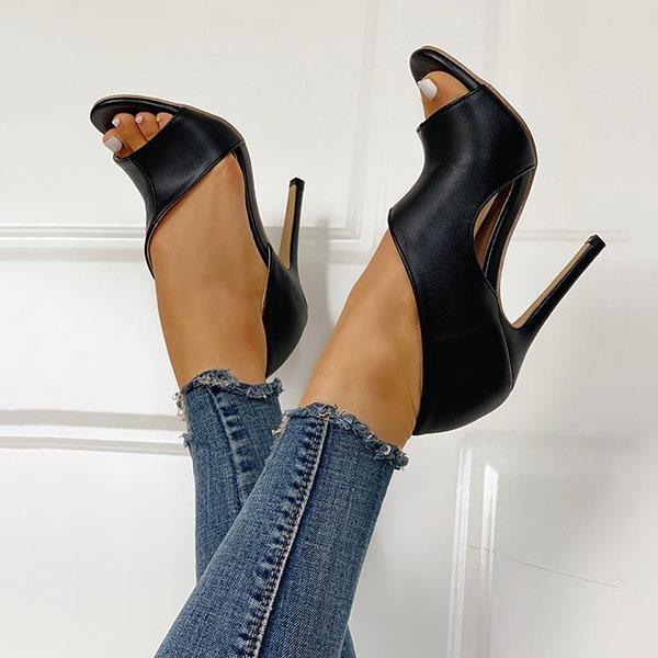 Solespairs Cutout Peep Toe Thin Heels (Ship in 24 Hours)