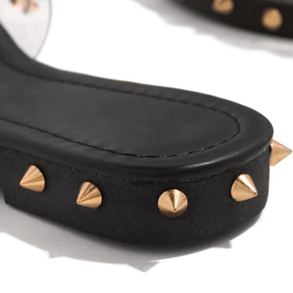 Solespairs Multi-Sized Studs Clear Strap Slippers