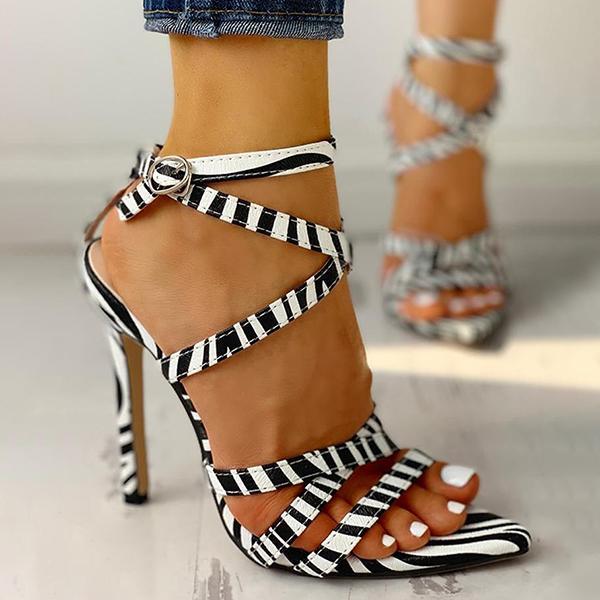 Solespairs Multi-Strap Crisscross Thin Heels