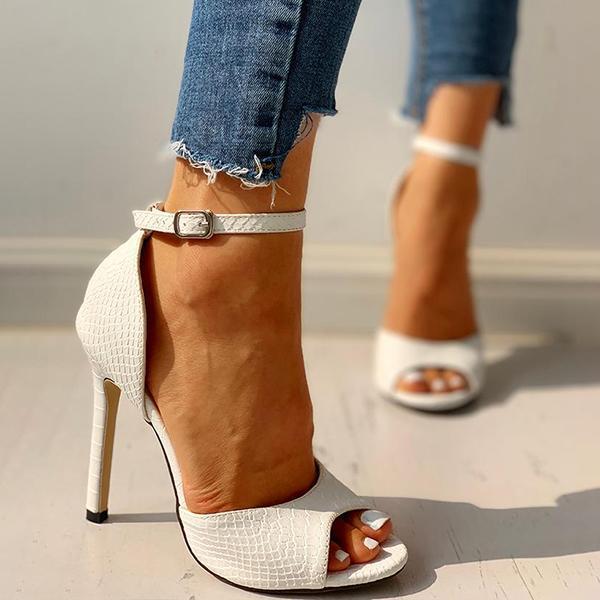 Solespairs Party Peep-Toe Ankle Strap Thin Heels