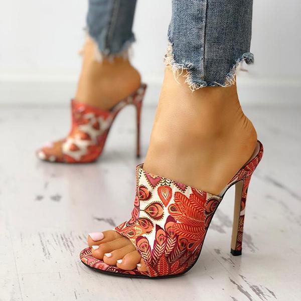 SolespairsStylish Print High Heel Sandals