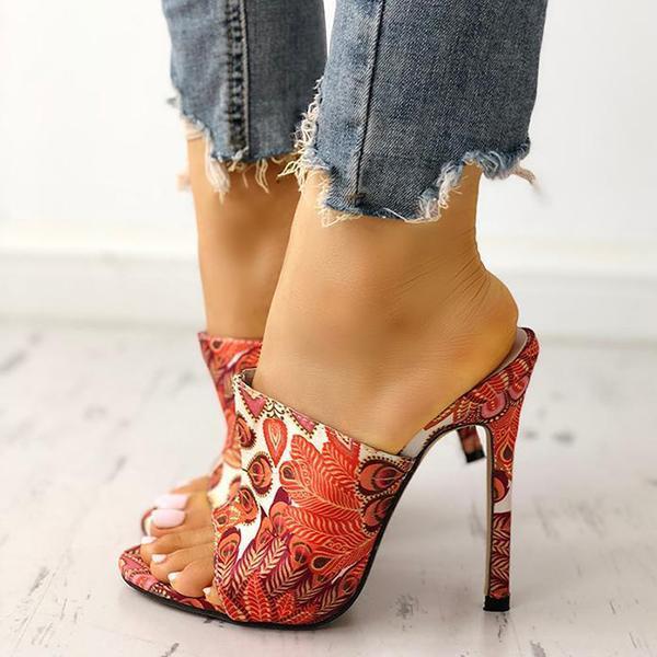 SolespairsStylish Print High Heel Sandals