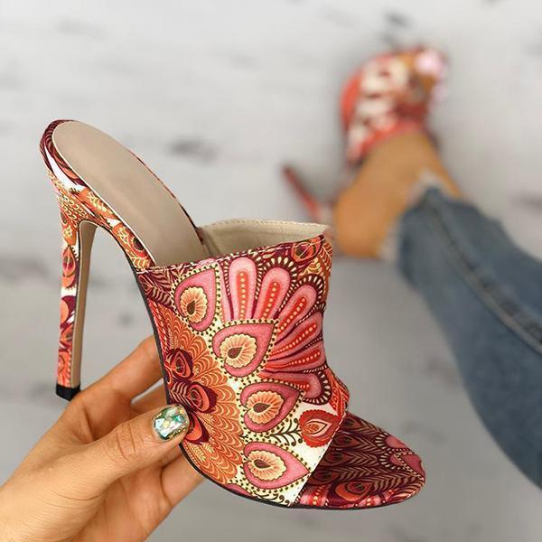 SolespairsStylish Print High Heel Sandals