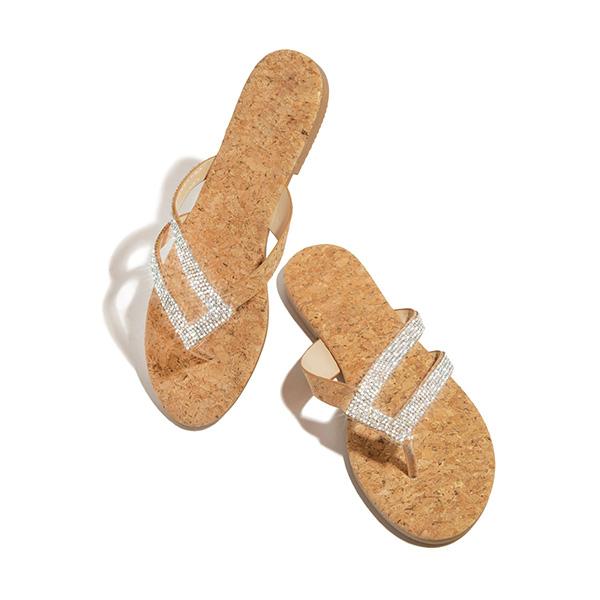 Solespairs Shiny Rainstone Casual Flip-flop Slippers