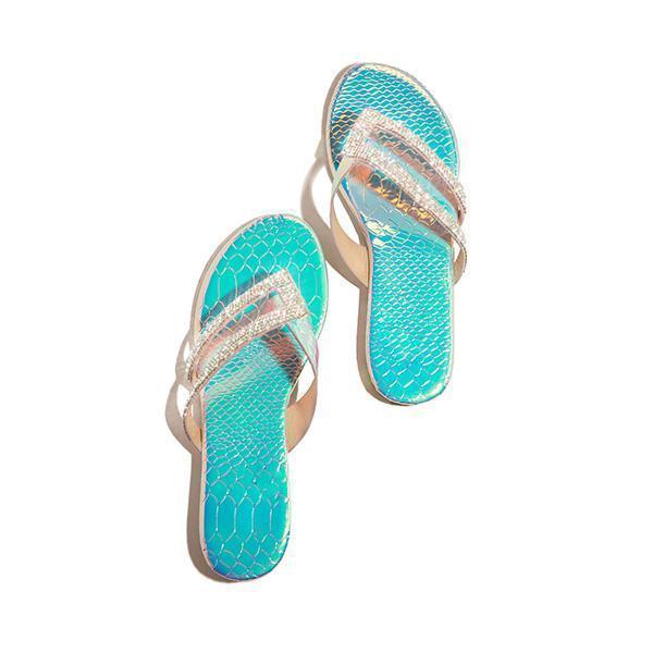 Solespairs Shiny Rainstone Casual Flip-flop Slippers