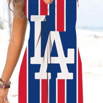 Los Angeles Dodgers Team Beach Wind V-Neck Knotted Sundress