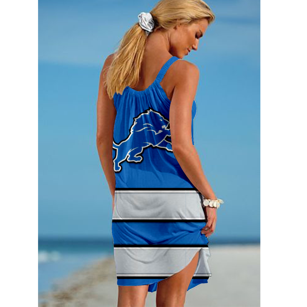 Detroit Lions Boston Loose Holiday Beach Print Dress