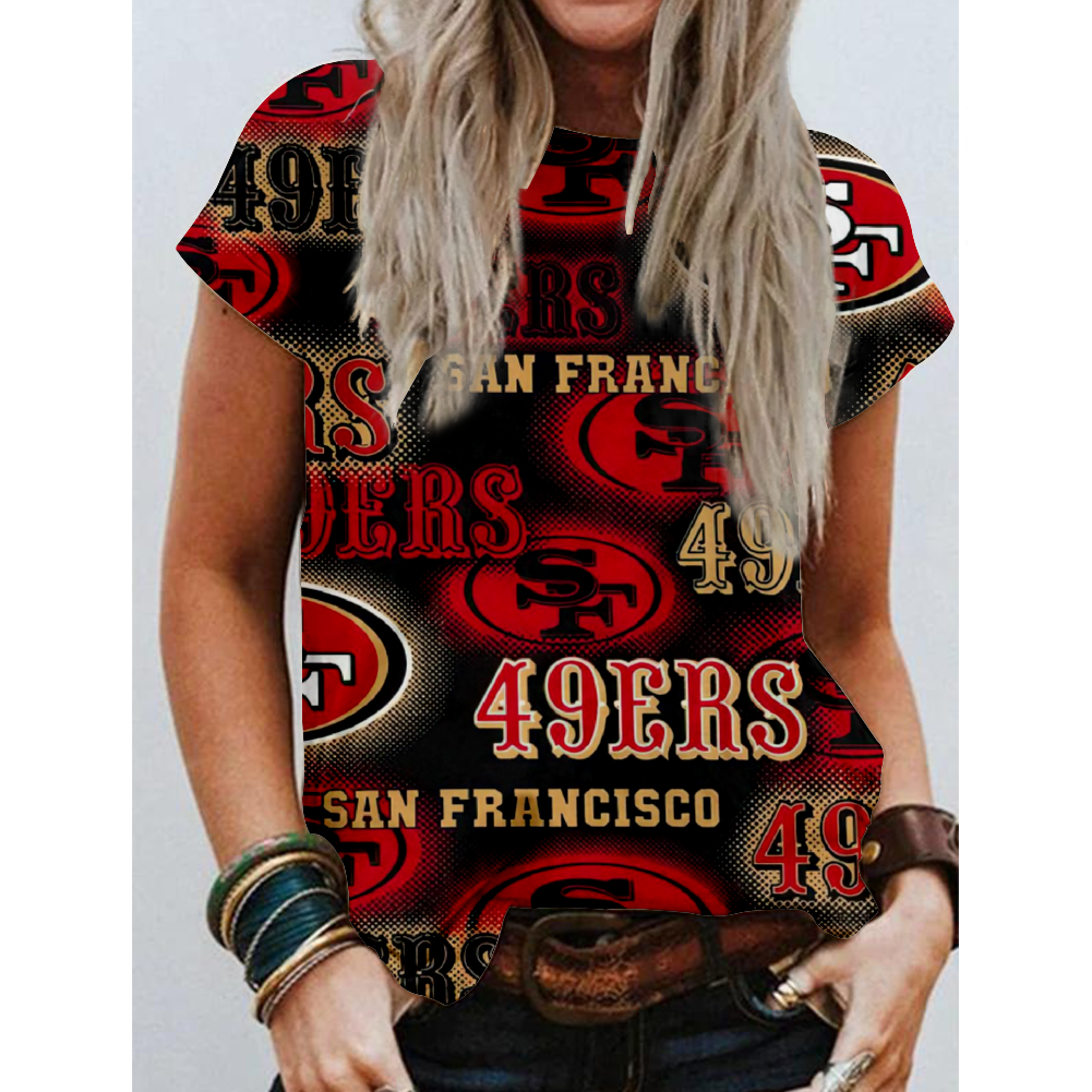 San Francisco 49ers Round Collar Short Sleeves Pure Cotton Printing T-Shirt