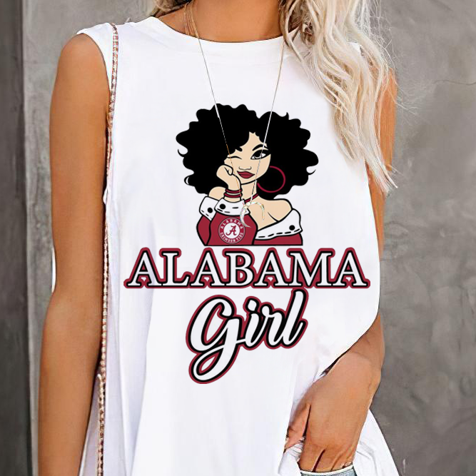 Alabama Crimson Tide Round Collar Short Sleeves Loose T-Shirt