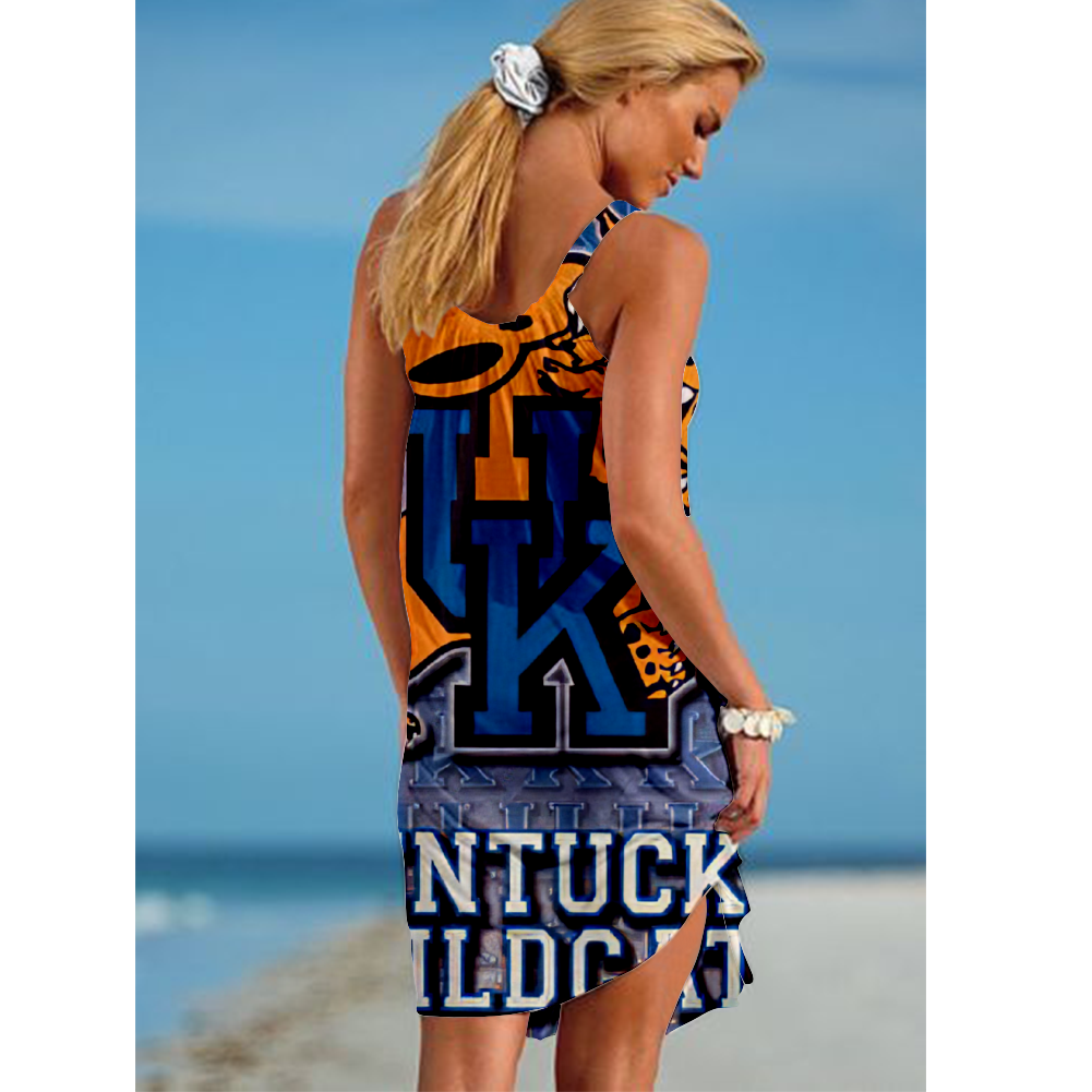 NCAAF Women's Kentucky Wildcats Team Fan Print Beach Vacation Style Camisole Mini Camisole Casual Dress