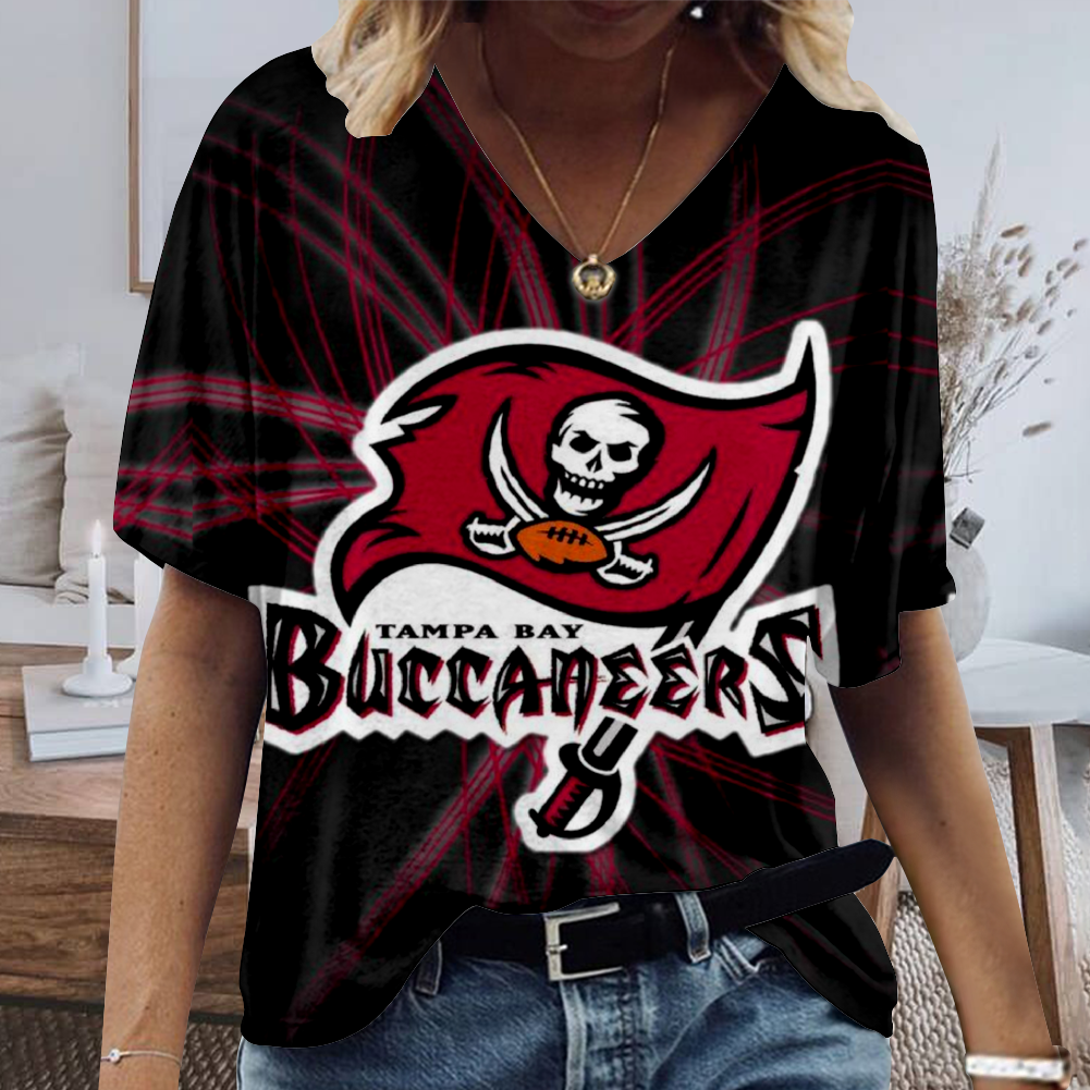 Tampa Bay Buccaneers V-Neck Short-Sleeved Loose T-Shirt