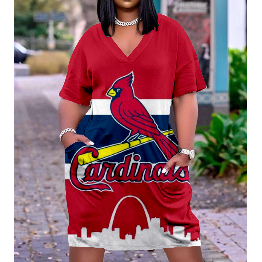 St. Louis Cardinals V-Neck Jacket Short-Sleeved Bat-Sleeved Dress