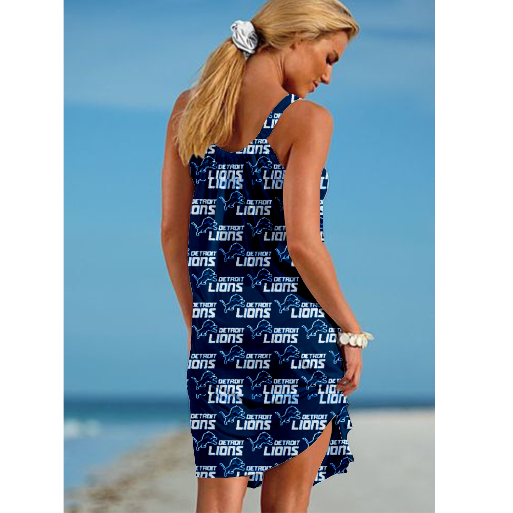 Detroit Lions Boston Loose Holiday Beach Print Dress