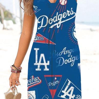 Los Angeles Dodgers Team Beach Wind V-Neck Knotted Sundress