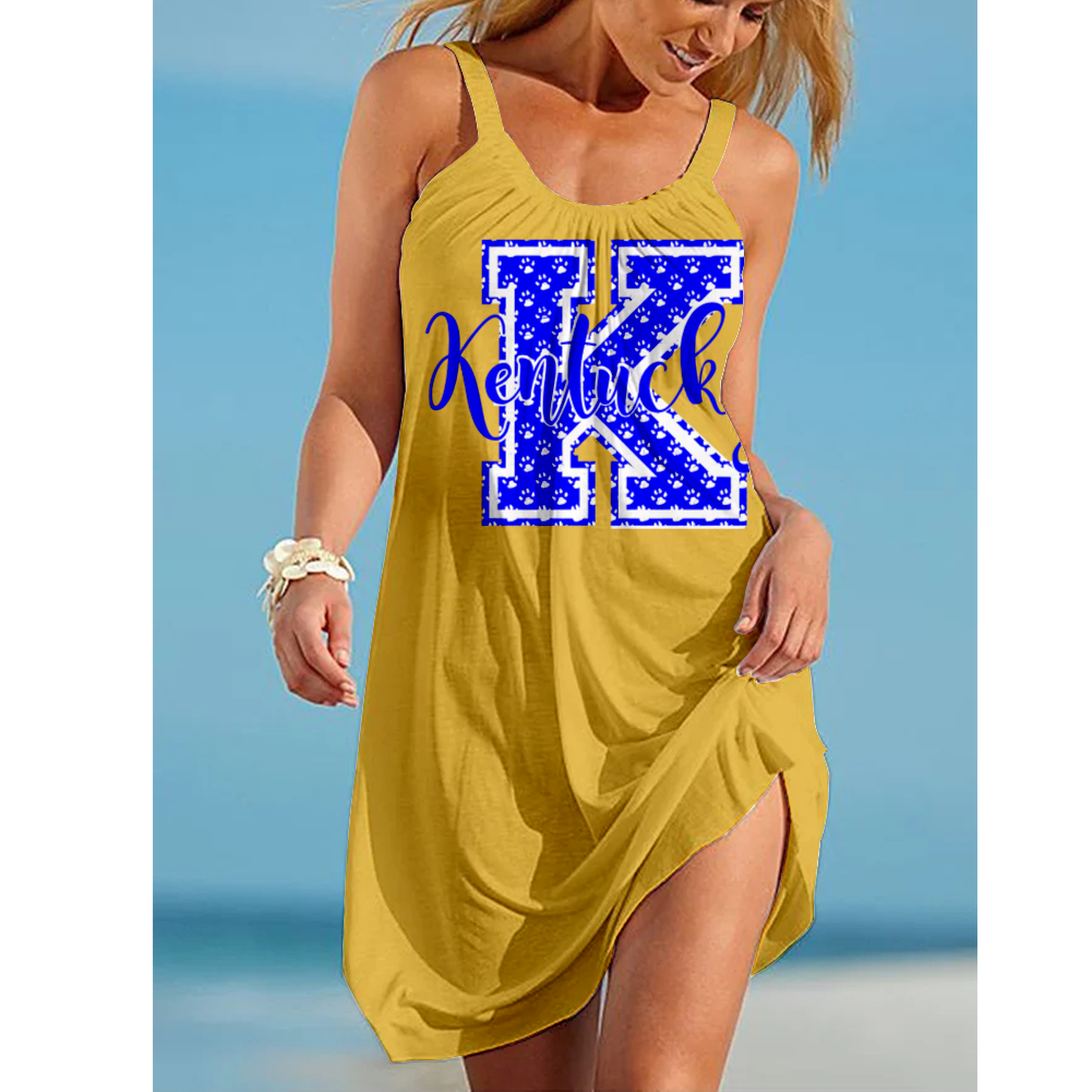 NCAAF Women's Kentucky Wildcats Team Fan Print Beach Vacation Style Camisole Mini Camisole Casual Dress