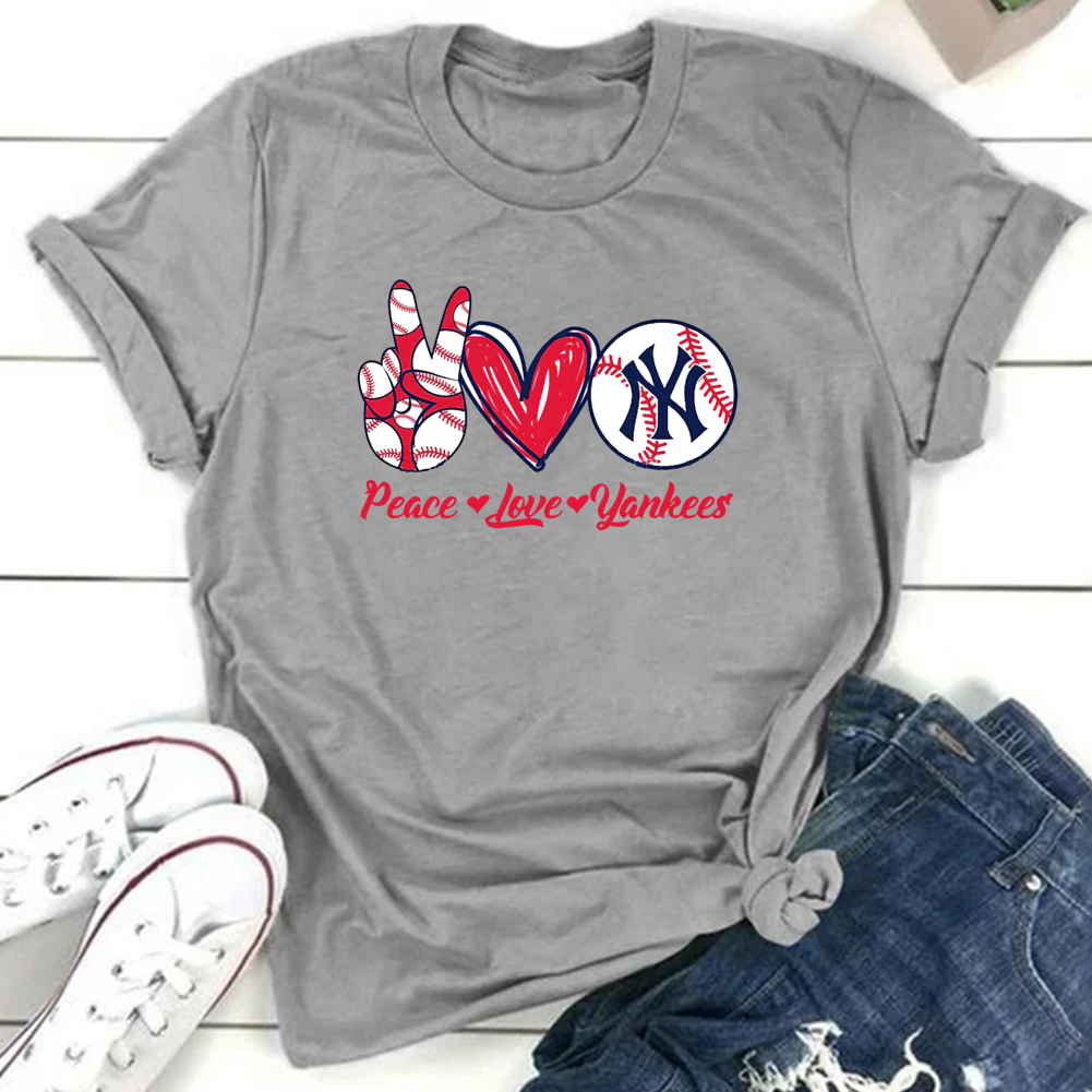 New York Yankees Round Collar Short Sleeves Pure Cotton Printing T-Shirt