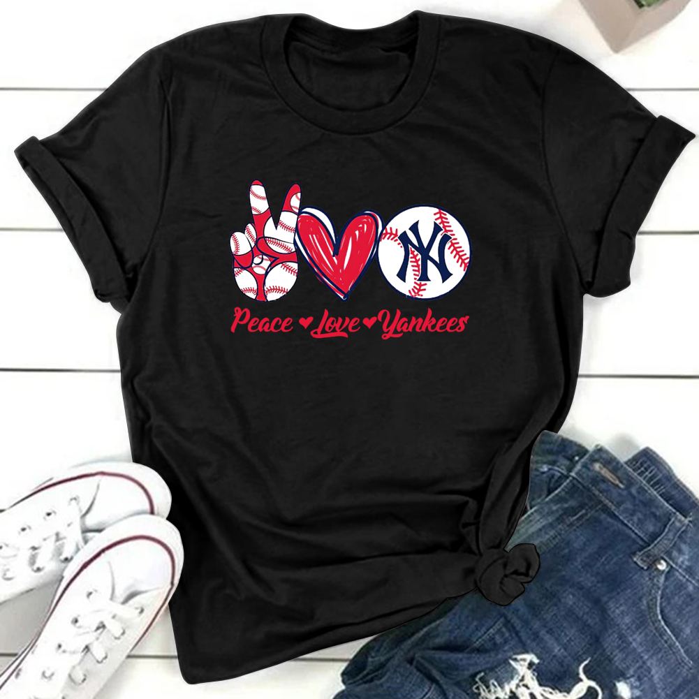 New York Yankees Round Collar Short Sleeves Pure Cotton Printing T-Shirt