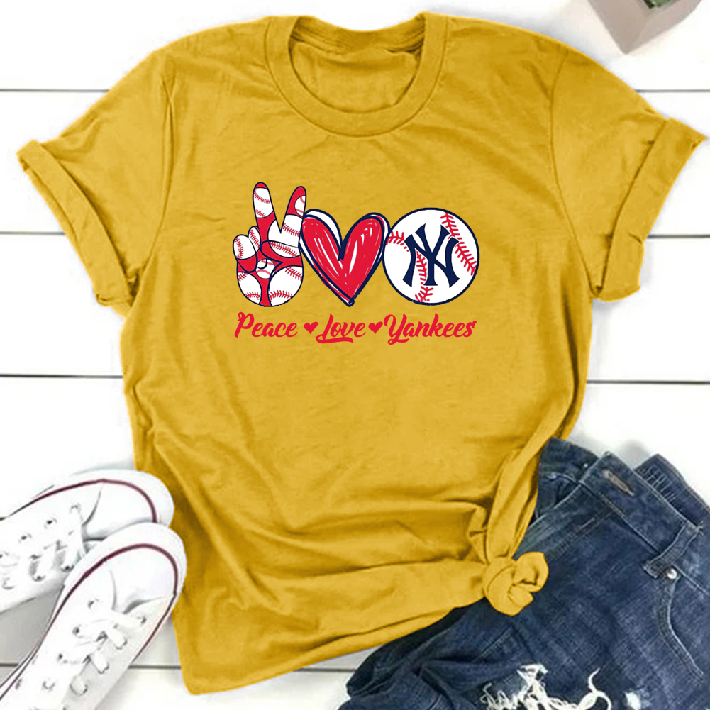 New York Yankees Round Collar Short Sleeves Pure Cotton Printing T-Shirt