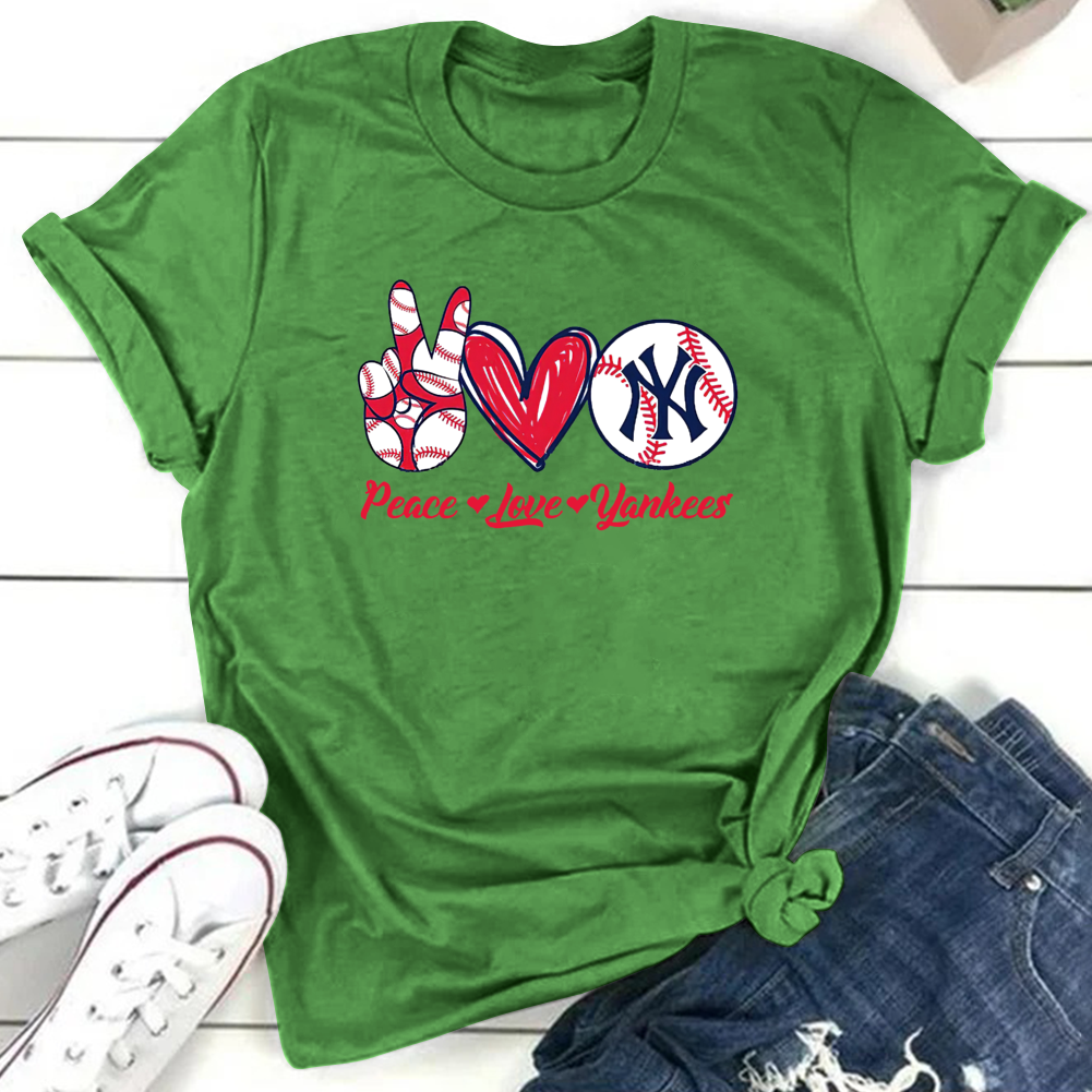 New York Yankees Round Collar Short Sleeves Pure Cotton Printing T-Shirt