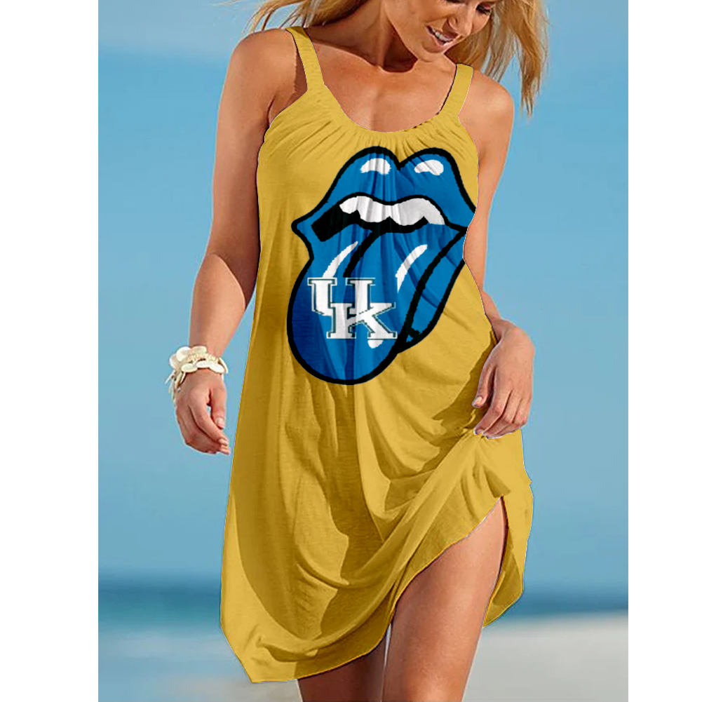 NCAAF Women's Kentucky Wildcats Team Fan Print Beach Vacation Style Camisole Mini Camisole Casual Dress