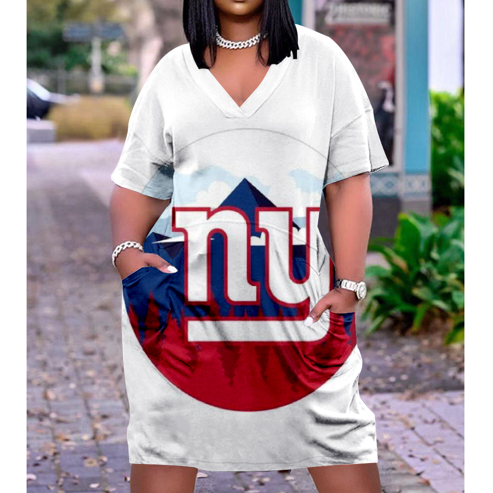 New York Giants V-Neck Jacket Short-Sleeved Bat-Sleeved Dress