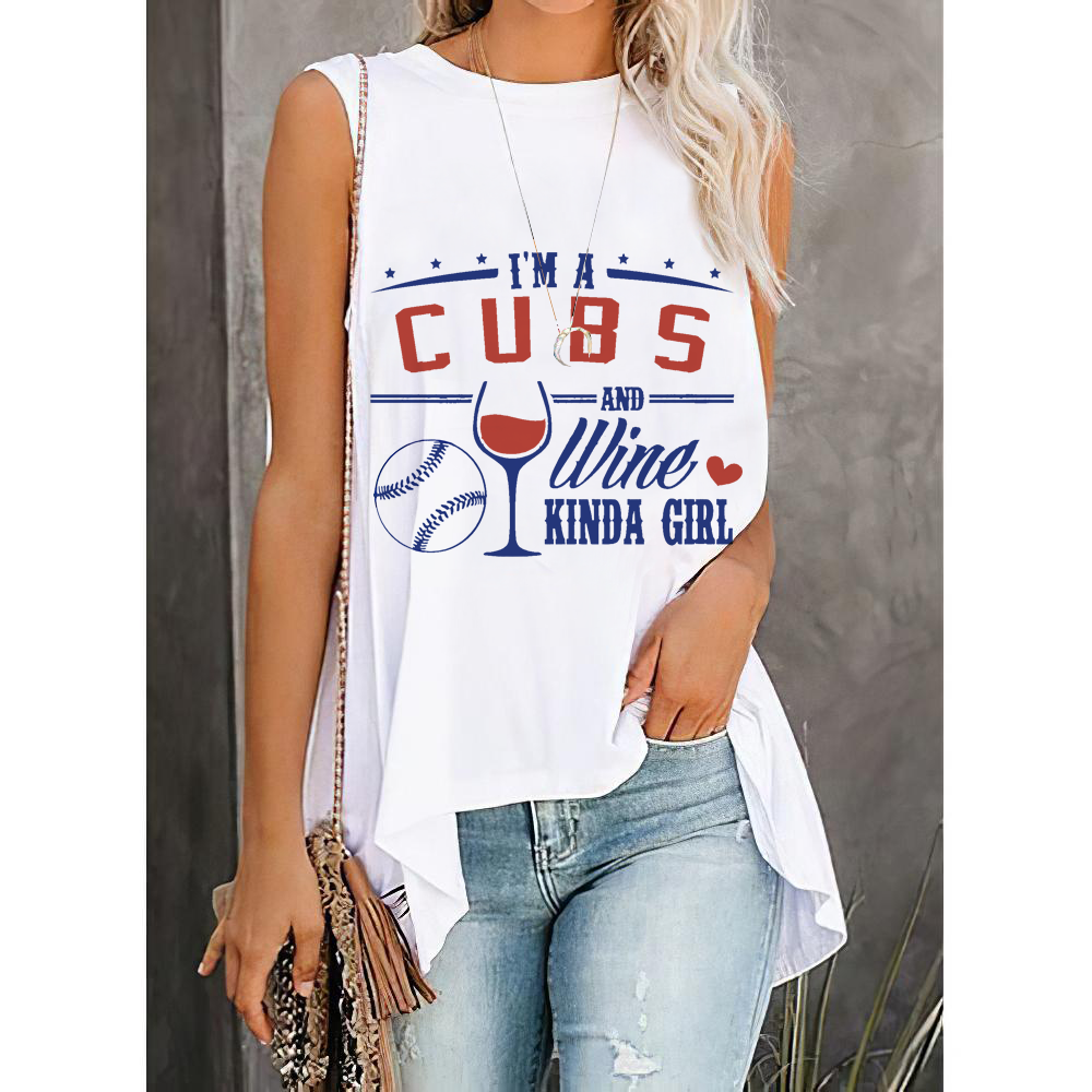Chicago Cubs Round Collar Short Sleeves Loose T-Shirt