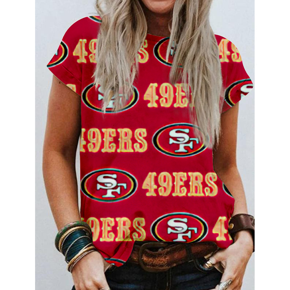 San Francisco 49ers Round Collar Short Sleeves Pure Cotton Printing T-Shirt