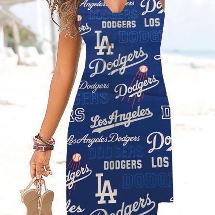 Los Angeles Dodgers Team Beach Wind V-Neck Knotted Sundress